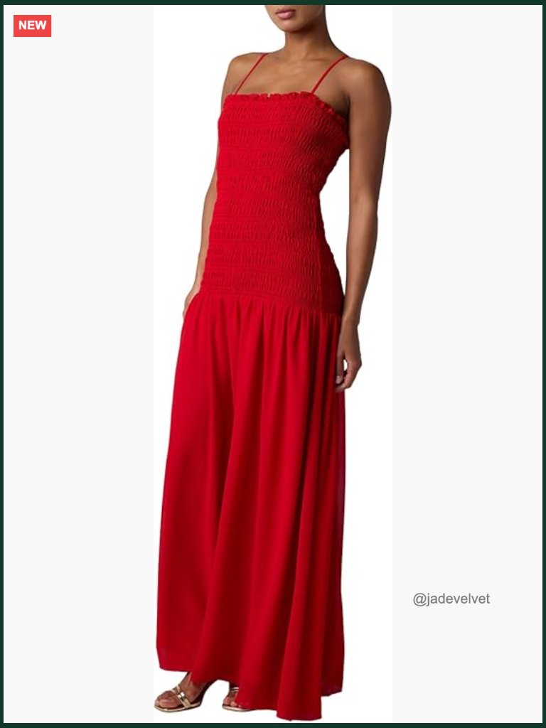 Smocked Bodice A-Line Maxi Dress Drop Waist Summer